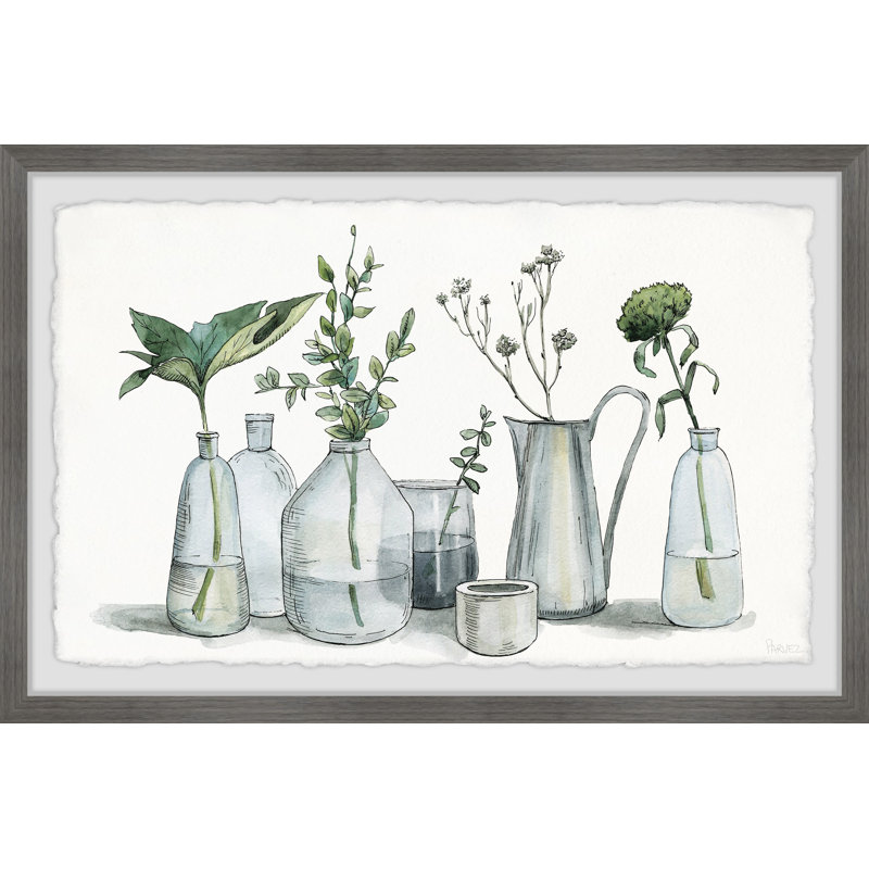 Tropical Plants In Glass by Parvez Taj - Single Picture Frame Painting, 38cm H x 45cm W