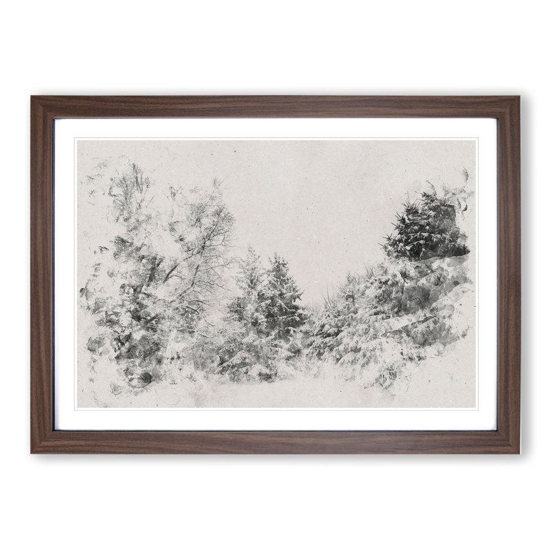 Winter Forest Vol.1 Watercolour - Picture Frame Graphic Art, Walnut, 36cm H x 48cm W x 2cm D