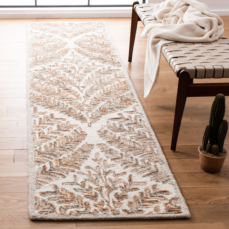 Andresky Hand Tufted Wool Rug, Runner 69 x 335 cm, Ivory/Brown