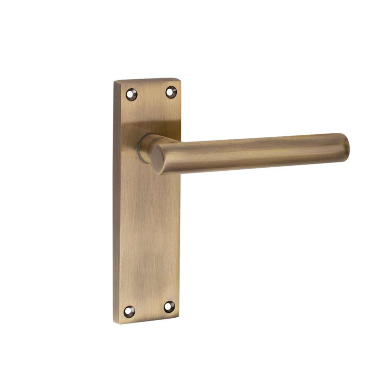 Golden Grace 5 Pairs Victorian Straight T-Bar Door Handle on Backplate Antique Brass with 2.5" Latch & Hinges - 150mm x 40mm