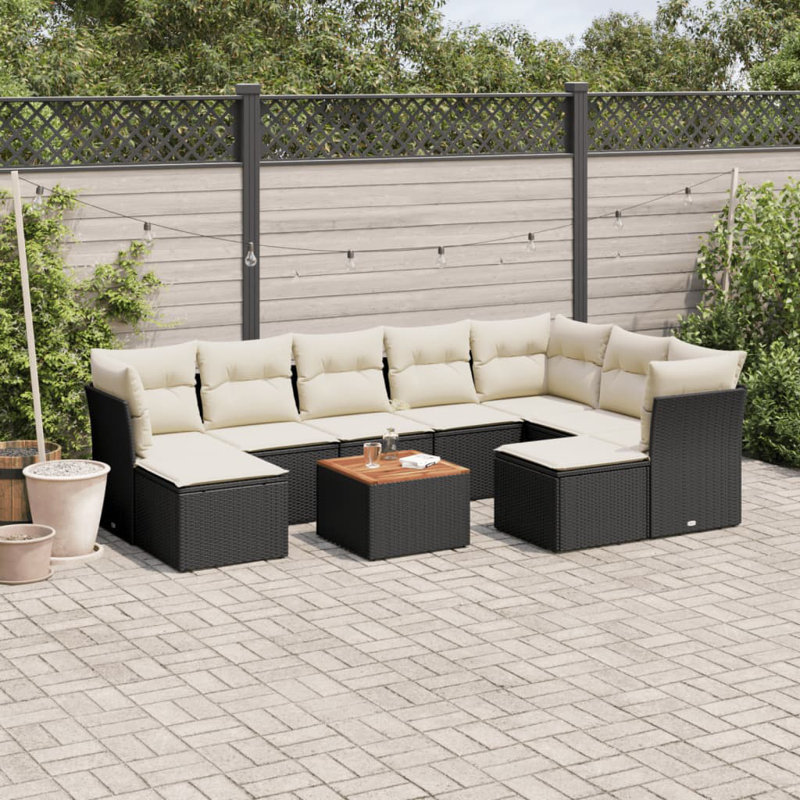 Ensemble de canapé de jardin Vidaxl noir et blanc crème