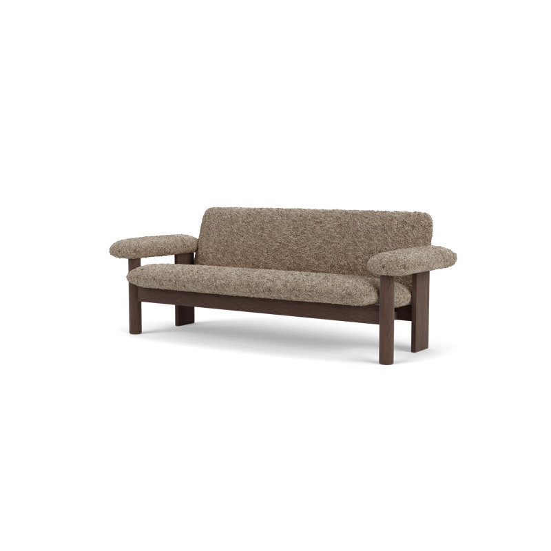 Brasilia Loveseat, Natural Oak, Sahara Sheepskin