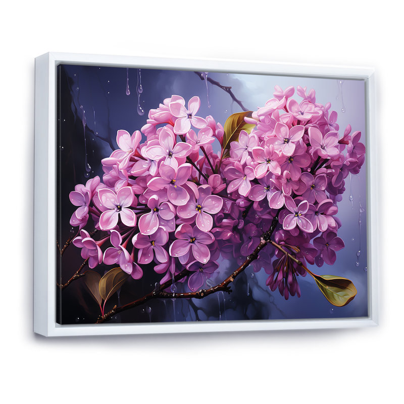 Lilas beauté dévoilé sur toile, Cadre flottant blanc, H 16 po x l 32 po x P 1 po