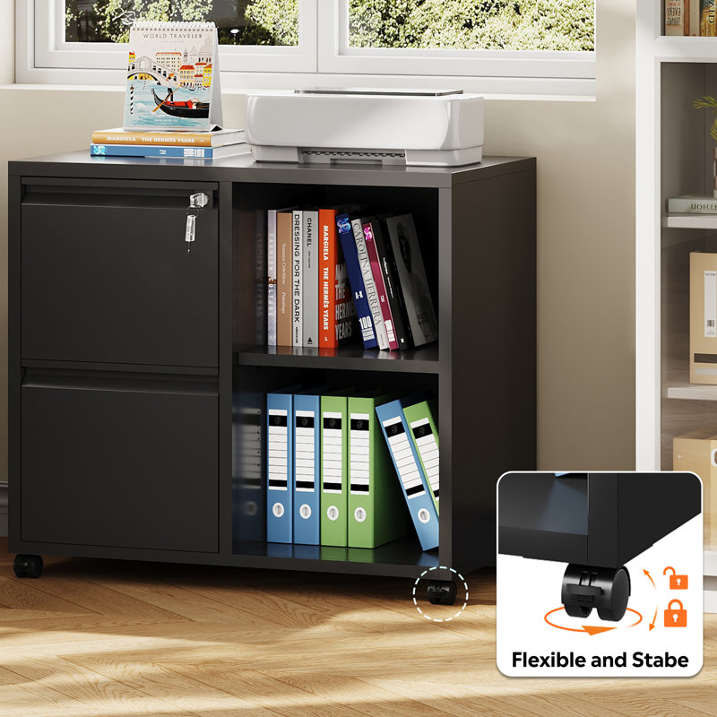 Drawer File Cabinet, Black