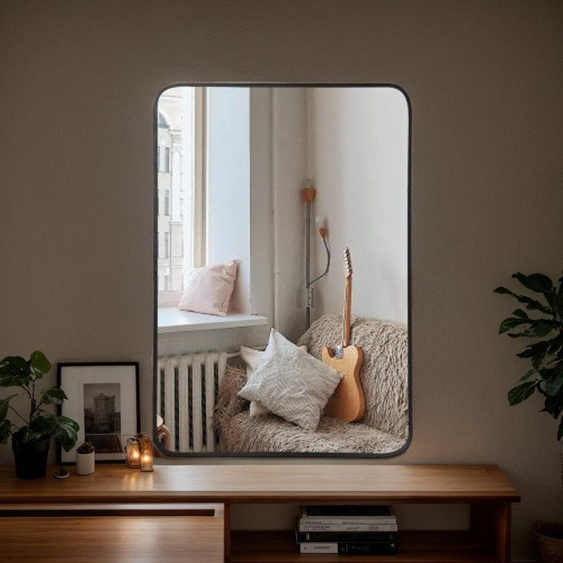 Miroir de salle de bain mural 24 po x 32 po, Noir