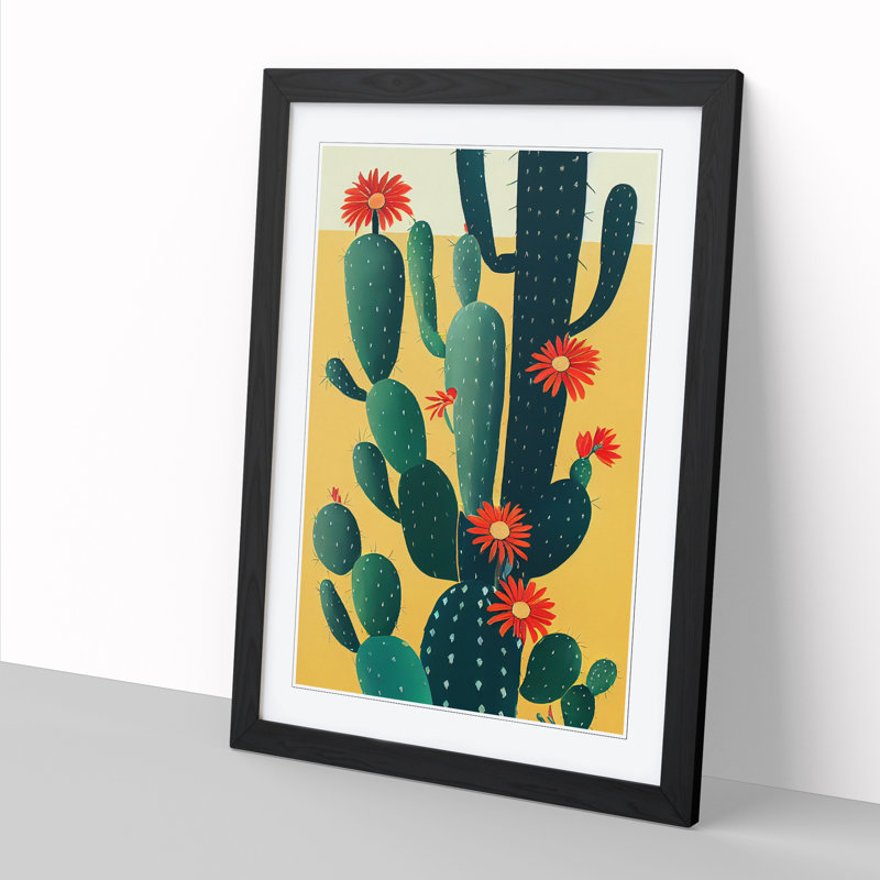 FRM-V0523-342X Cactus Cacti Vol.2 1 Piece Single Picture Frame Wall Art, 34cm H x 25cm W x 2cm D, Walnut Framed