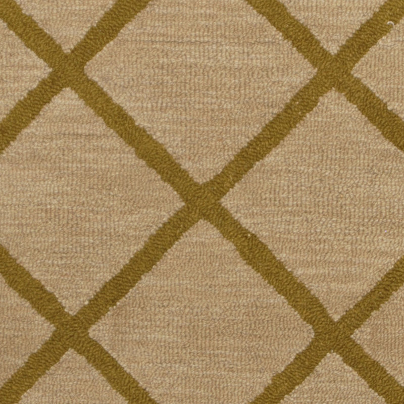 Tapis de couloir beige en laine touffeté à la main