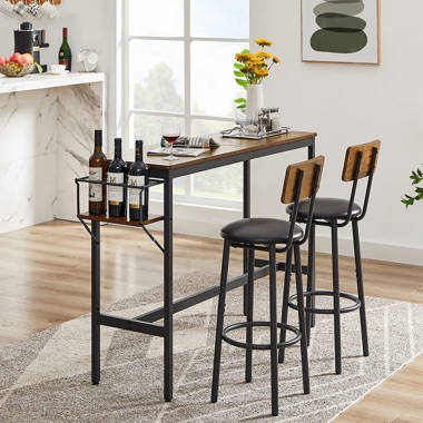 Bistro Table and Chairs Set of 2, 3-Piece Bar Table and Chairs, Small 2-Tier Round Dining Table 17 Stories