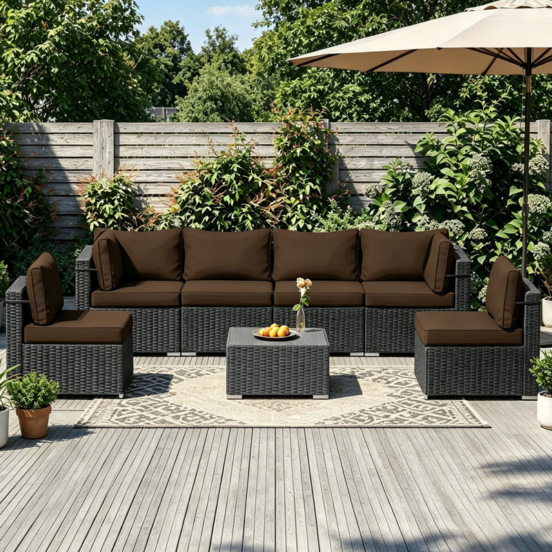 14pcs Outdoor Sectional Cushions Set, Only Cushions, 4" Thick Seat Back Cushion,  Patio Furniture Sofa Replacement Cushions For 6 Seat