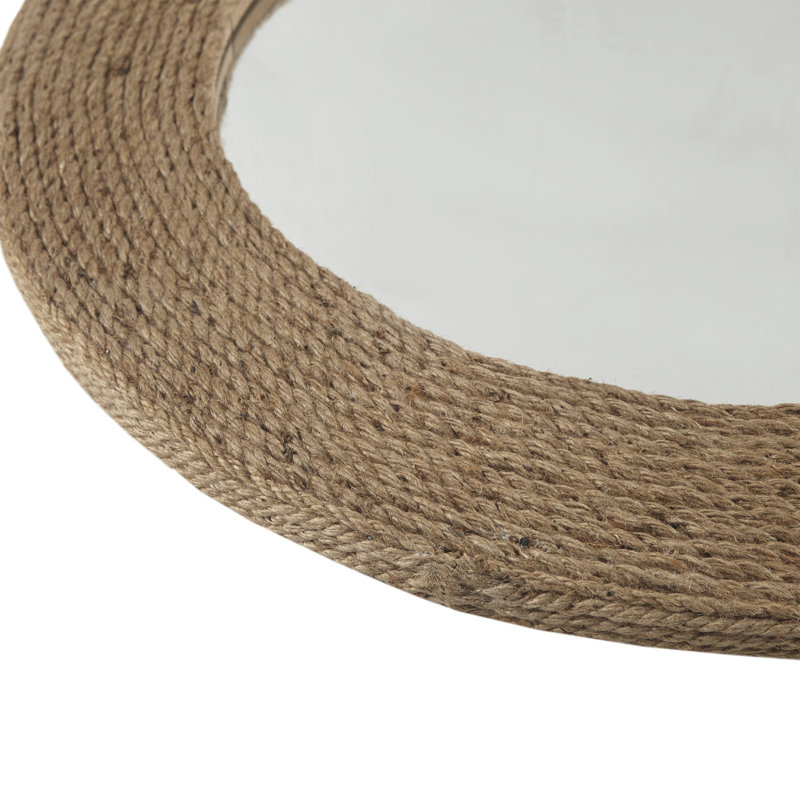 Coastal Charm Natural Jute Rope 26" Round Wall Mirror