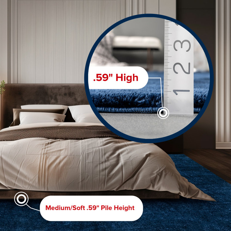 Loni Solid Machine Washable Shag Area Rug for Living Room Bedroom Dining Room Nursery, Round 4'