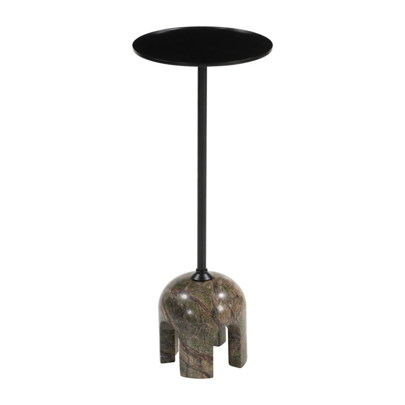 22" Brown Marble Pedestal End Table