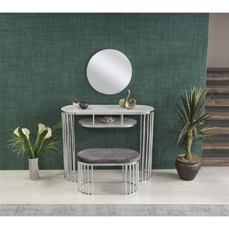 Garry Chrome Legs Fabric Top Module Ottoman (Only Including Ottoman), Gray