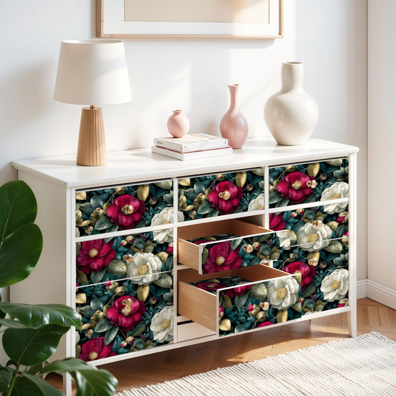Papier auto-adhésif à peler et coller à motif floral de jardin antique auto-adhésif et amovible 17,7 po x 118 po (45 x 300 cm)