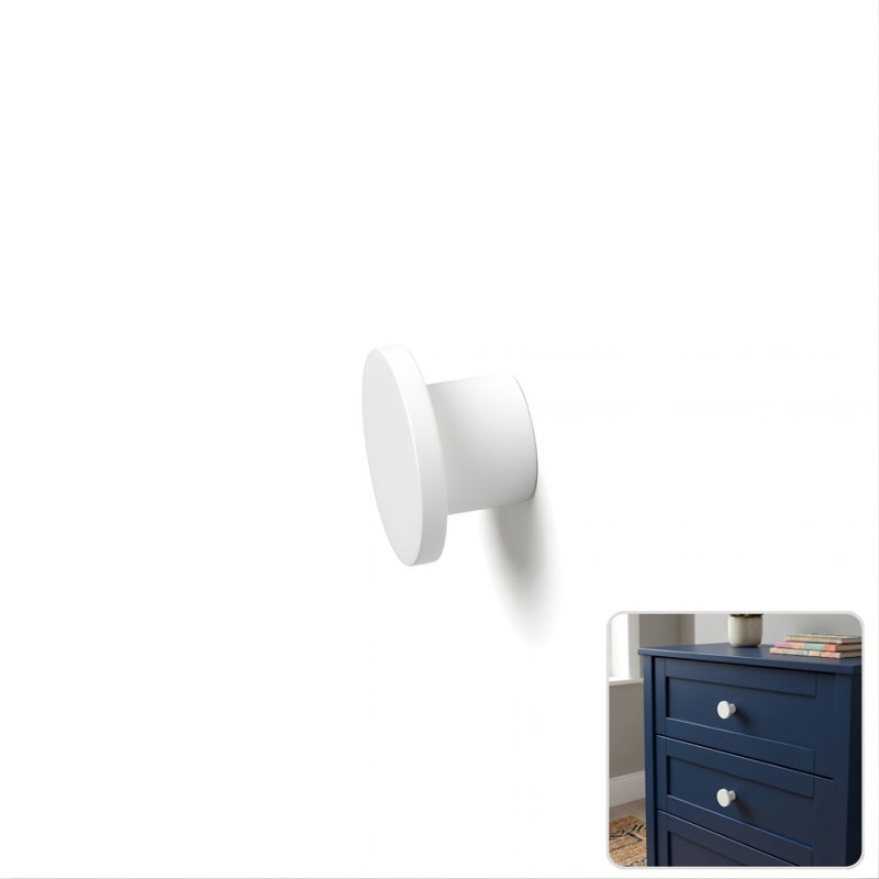 1" Diameter Circle Knob, Snow (White)