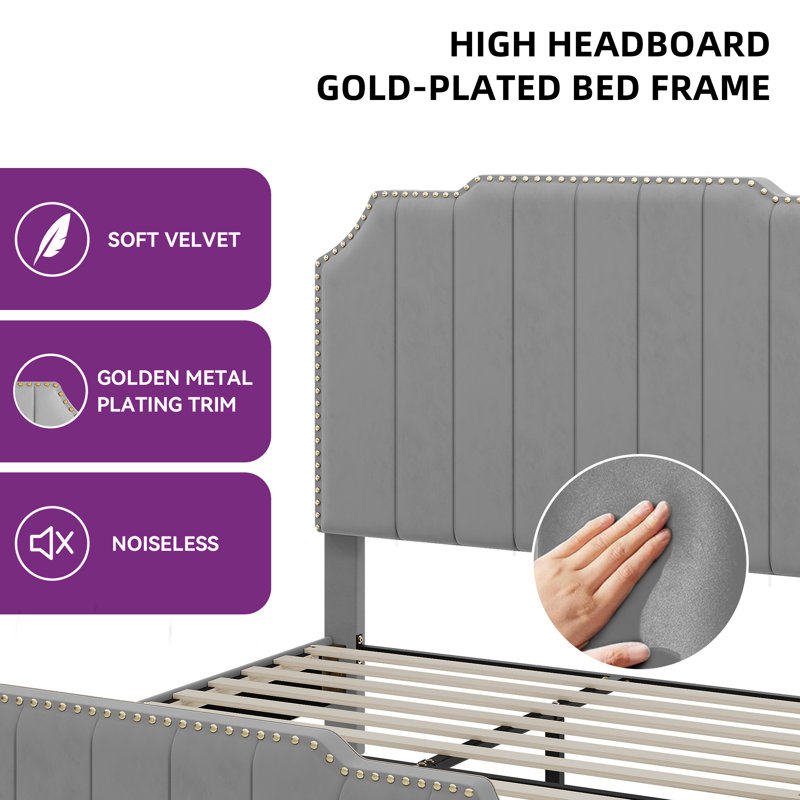 Lit plateforme en tissu d'ameublement, Grand