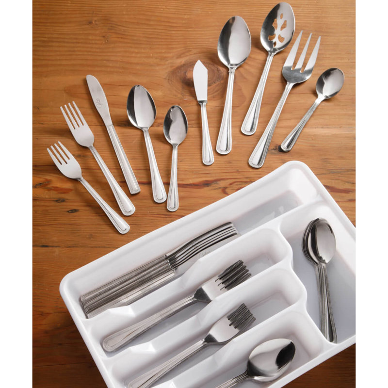 Ensemble de couverts 45 pièces Gibson Home Aston avec plateau en plastique - finition culbutage