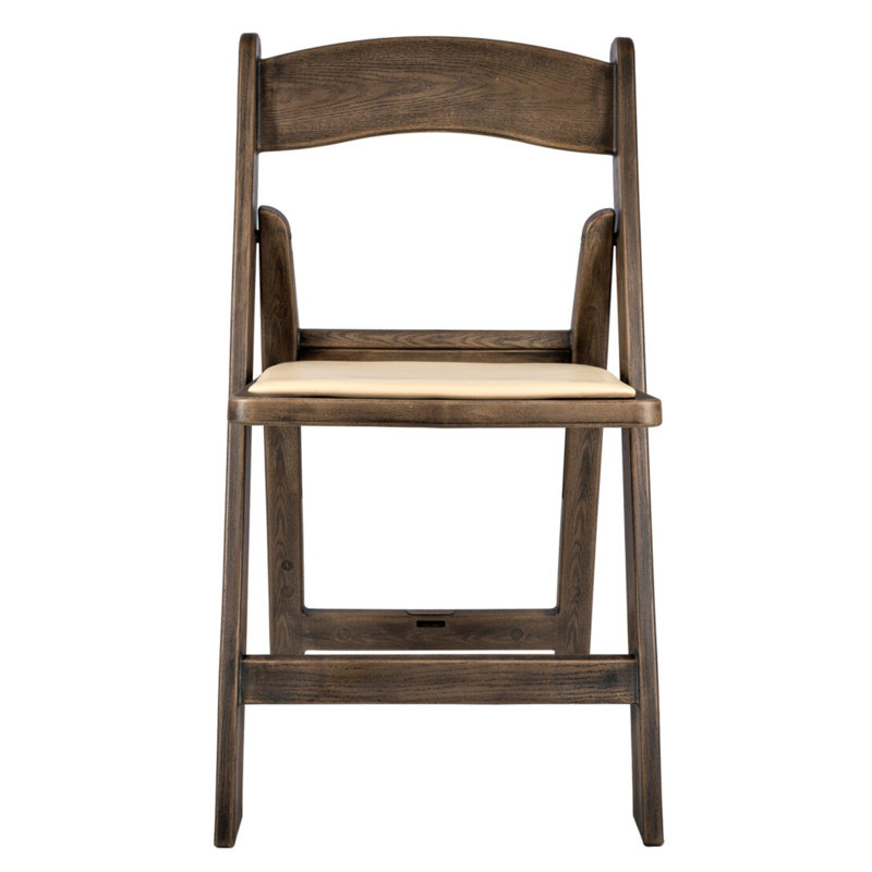 Chaise pliante en résine d'aspect bois brossé avec coussin par Chivari, Brun clair / bois fruitier