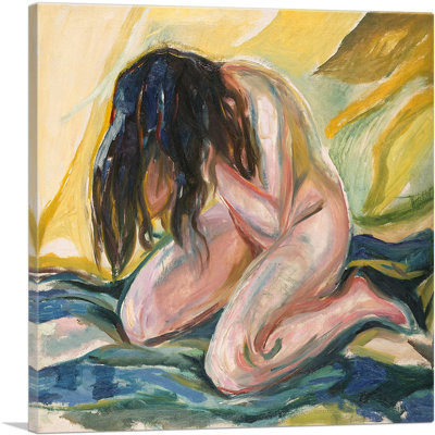 "Genoux, femme nue, pleurs" par Edvard Munch - reproduction d'art sur toile tendue