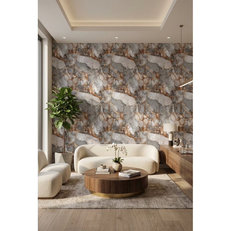 Marble Wallpaper Texture Removable Gray Wall Double Roll
