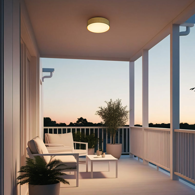     Channel LED Flush Mount, Indoor/Outdoor Wet Rated, 5-CCT Selectable, Dimmable, Brass, 3" H x 9" W x 9" D
