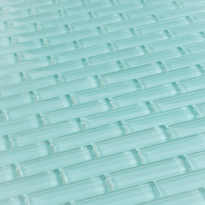 11.9"X 11.9" Polished Glass Brick Tile, Light Blue