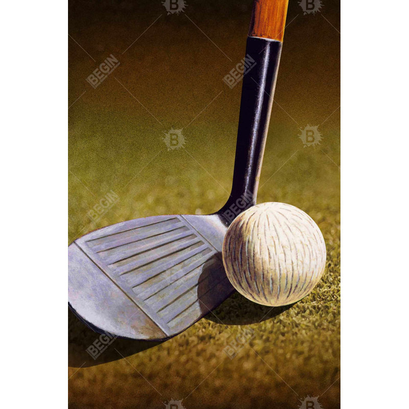 Toile brune avec club de golf hyperréaliste | Man Man Home Decor