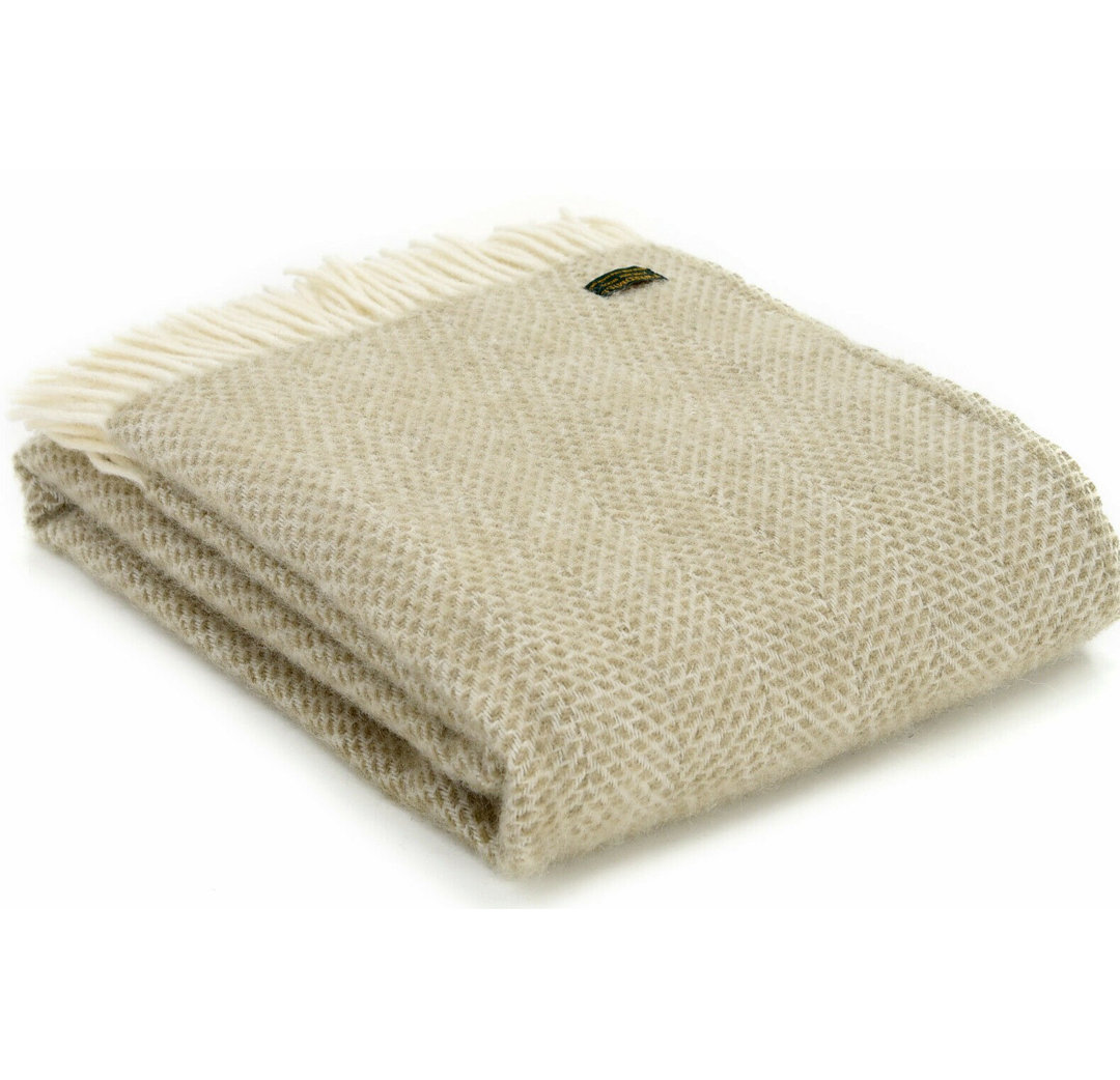 TWEEDMILL TEXTILES THROW 100% Wool Sofa Blanket GUN CLUB OLIVE YELLOW GREY CHECK - Image 4