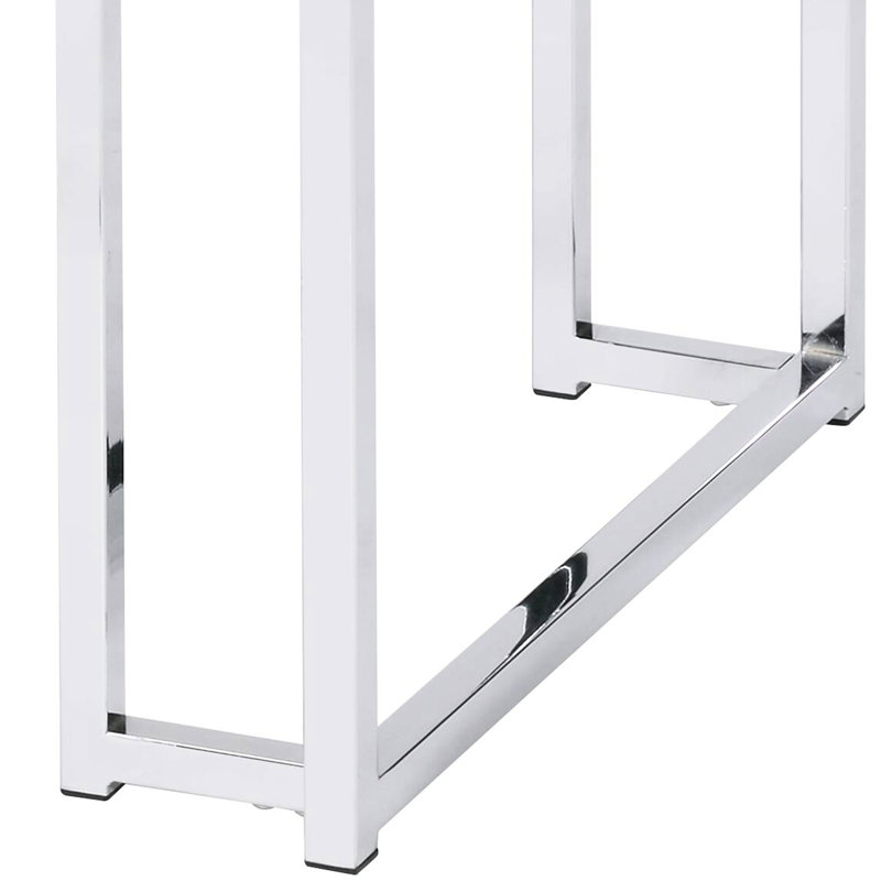 Table d'appoint carrée avec fini chêne naturel et piètement en métal à motif traîneau