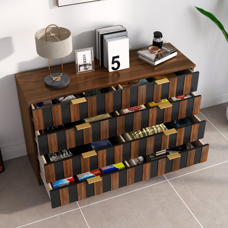 8 Drawers Dresser For Bedroom, 47" Wide Dresser With Deep Drawers & Anti-tipping Design, Modern Chest Of Drawers, Mid Century Wood Tv Stand Storage Organizer For Closet, Living Room, Hallway, Walnut