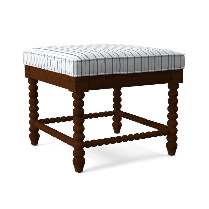 Louisa Bench, Cobalt Blue Stripe, Coffee Finish