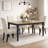 Seci Dining Table, 72 Inch Rectangular Gray Brown Top, Black Wood Legs
