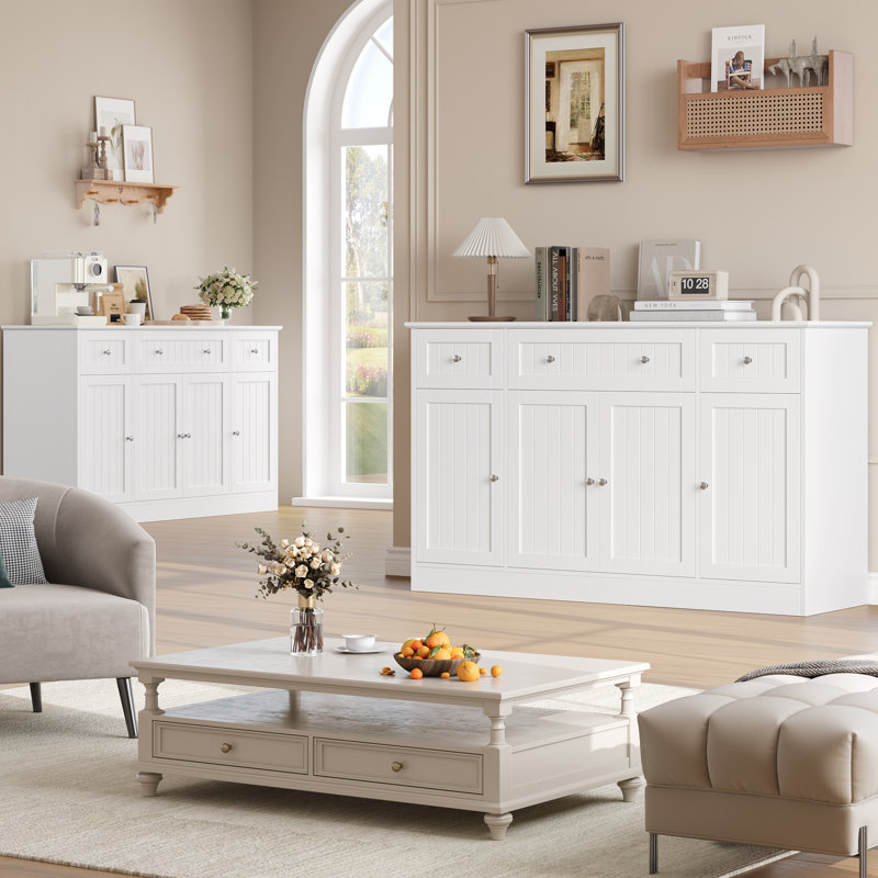 Buffet moderne 55,1 "avec tablettes réglables Arnolf, Blanc