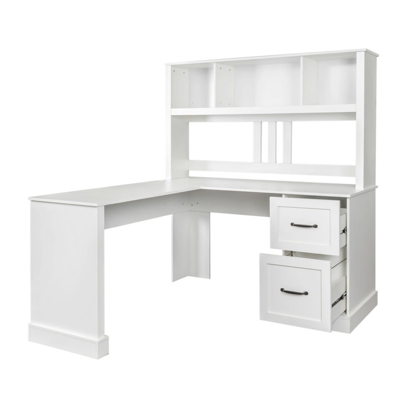 Bureau d'ordinateur à domicile avec huche, Blanc