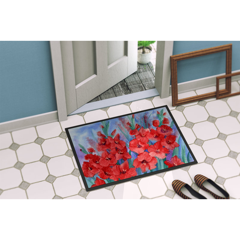 Paillasson d’extérieur antidérapant Uniondale Gladioli, Rectangle 2 pi x 3 pi