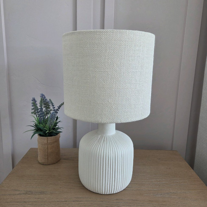 17.75 Cream White Ceramic Table Lamp - 17.75" H x 10" W x 10" D