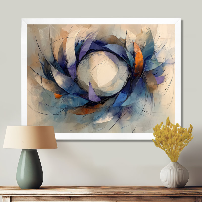 Jacaryous, velours abstrait, couronne de densité III - Couronne, art mural, H 16 po x l 32 po, Blanc
