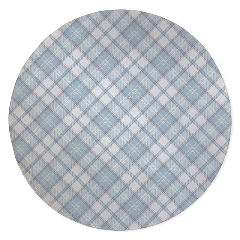 Diamond Plaid Non-Slip Outdoor Rug, Round 5'