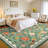 Floral Green Rugs for Living Room Bedroom 8x10 Farmhouse Washable Area Rugs Soft Stain Resistant Carpet Non Slip Non-Shedding Low-Pile Large Carpet for Home Office Decor-764415150