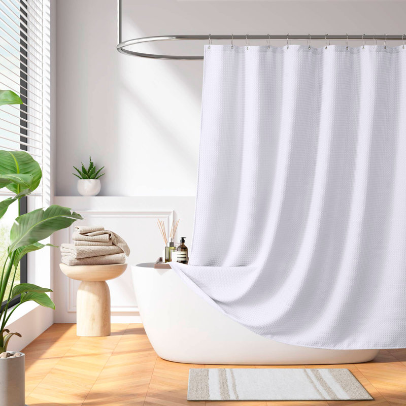 Arbor Waffle Shower Curtain, 72" W x 72" L, White