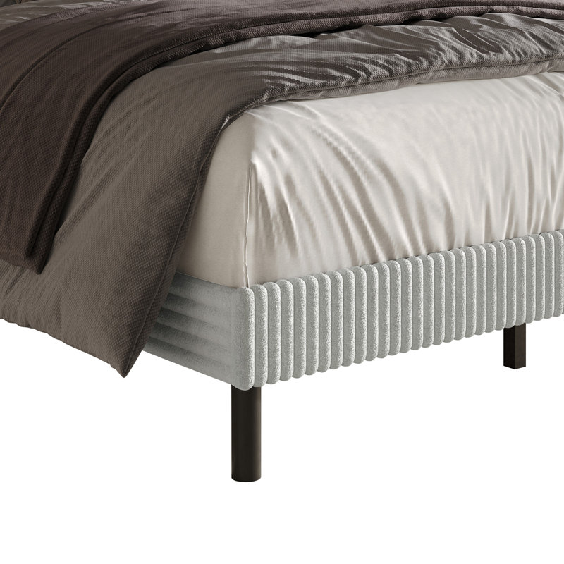 Osceola Upholstered Panel Bed, Light Gray, Twin