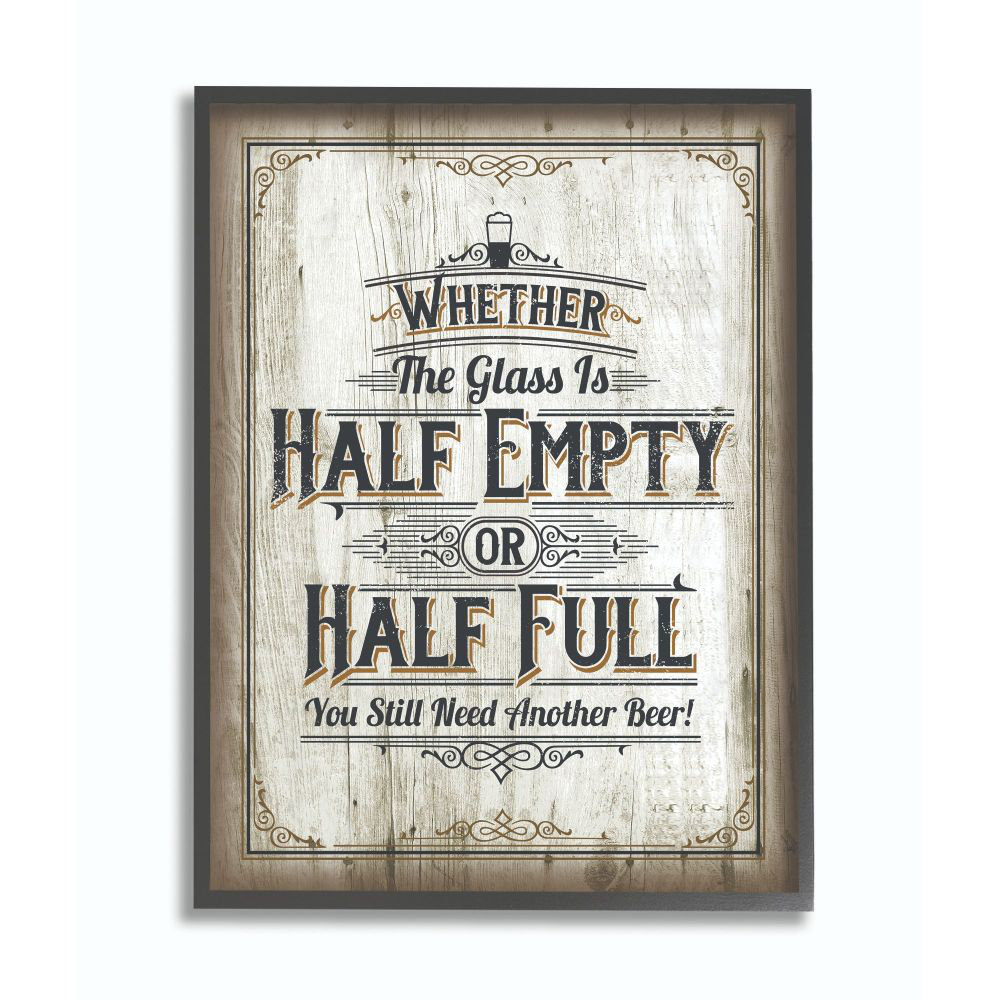" Half Empty Beer Sign Bar Room Word Design " Ebern Designs