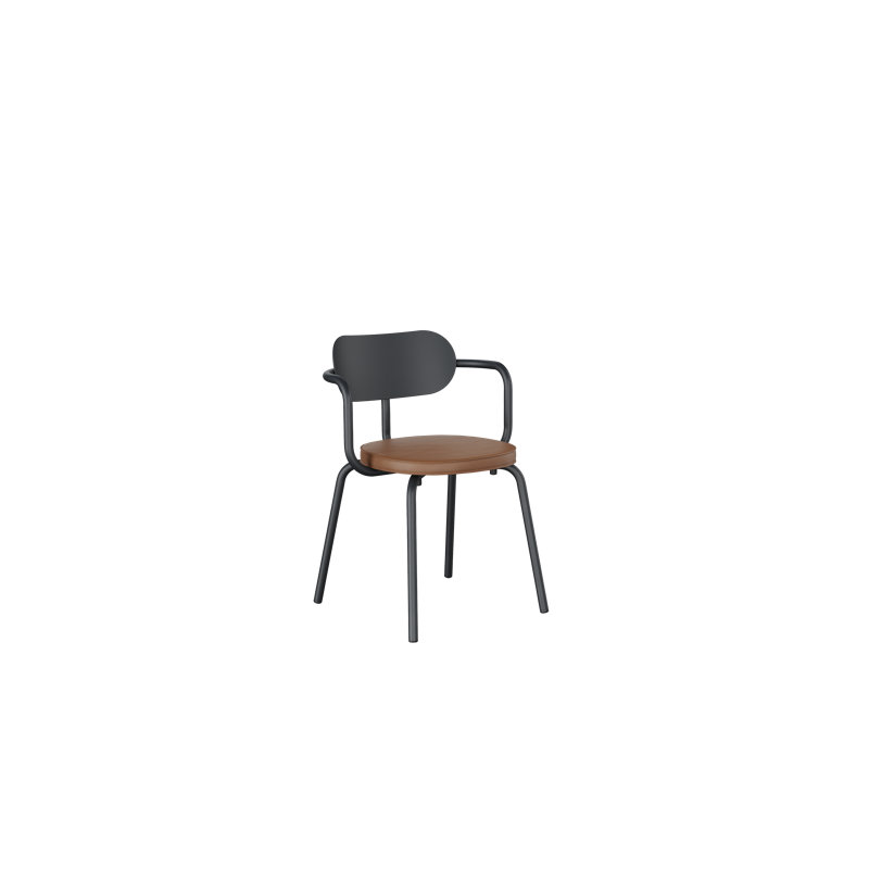 Khylia 18.1'' H Upholstered Metal Armchair, Tan, Black