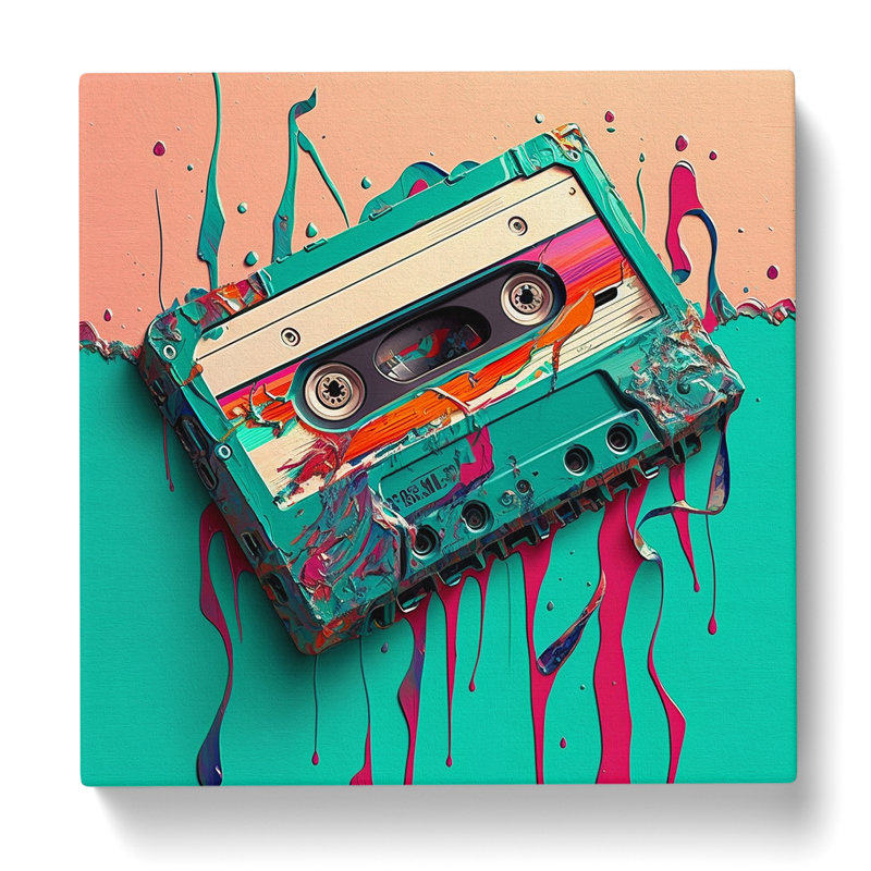 Cassette Tape Fauvism - Wrapped Canvas, 50cm H x 50cm W x 3cm D