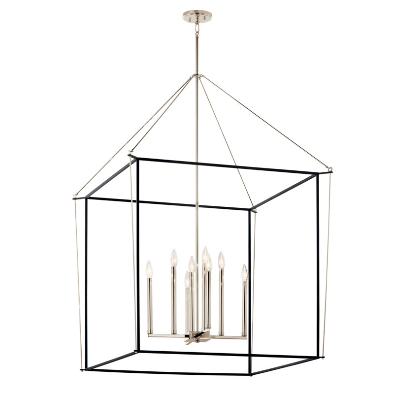  - Luminaire suspendu, Nickel poli, H 90,25 po x l 34,75 po x P 5,25 po