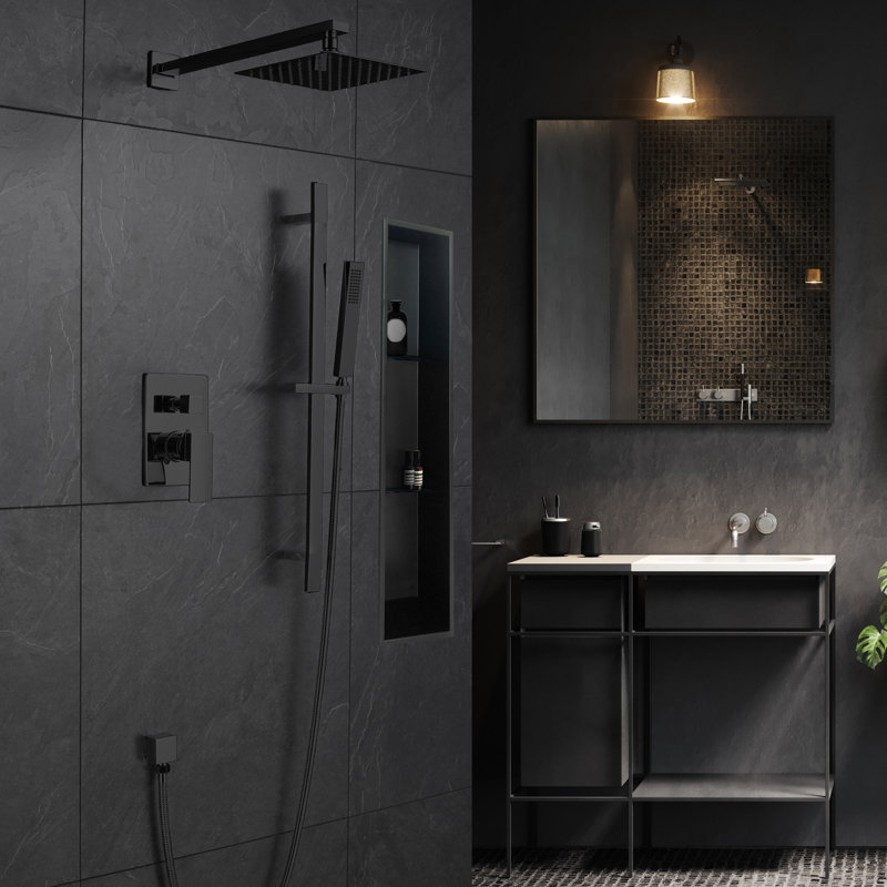 Niche de douche rectangulaire 12 po x 36 po noir mat, Noir mat