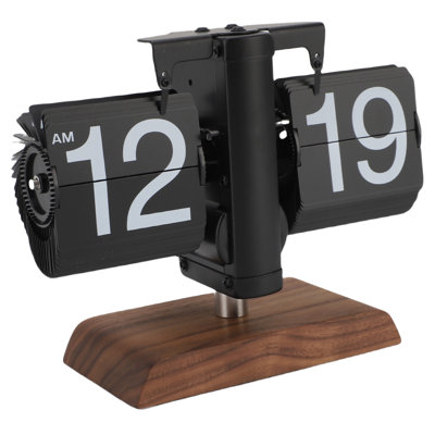 Horloge de bureau numérique à affichage automatique 12 heures, à piles, style rétro, avec socle en bois, idéale pour le salon ou le bureau. Couleurs : bleu pâle, cadre noir.