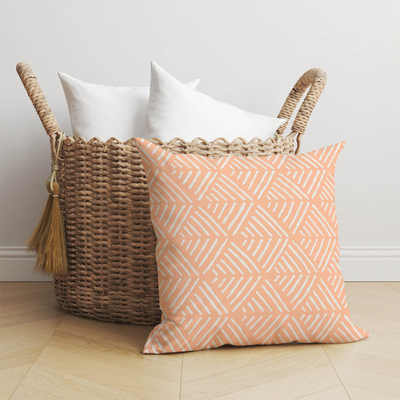 Coussin Tribal Dreamer, Pêche / orange, H 16 po x l 16 po