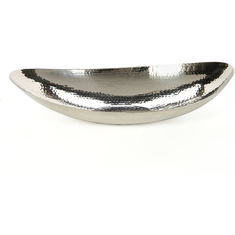 Bol ovale en acier inoxydable martelé Hosley - centre de table décoratif de 13,5 po pour bougies, orbes, pot-pourri et décorations de table | Décor moderne pour maison et événement