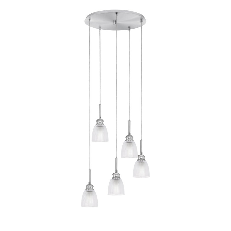 Luminaire suspendu grappe 5 lumières Edge, Nickel brossé